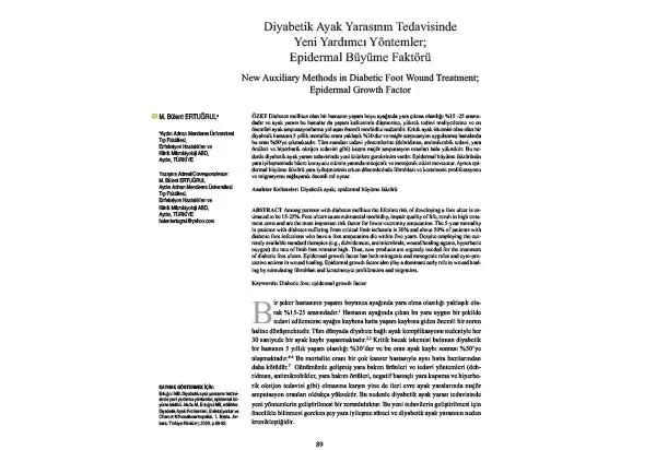 New Adjuvant Methods in the Treatment of Diabetic Foot Ulcers, Epidermal Growth Factor - Turkey Clinics 2020