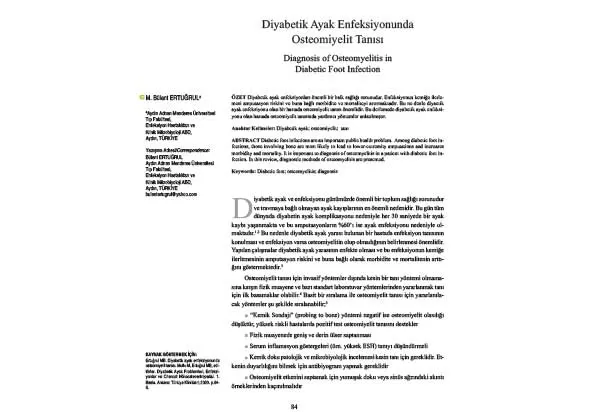 Diagnosis of Osteomyelitis in Diabetic Foot Infections Diagnosis of Osteomyelitis in Infections